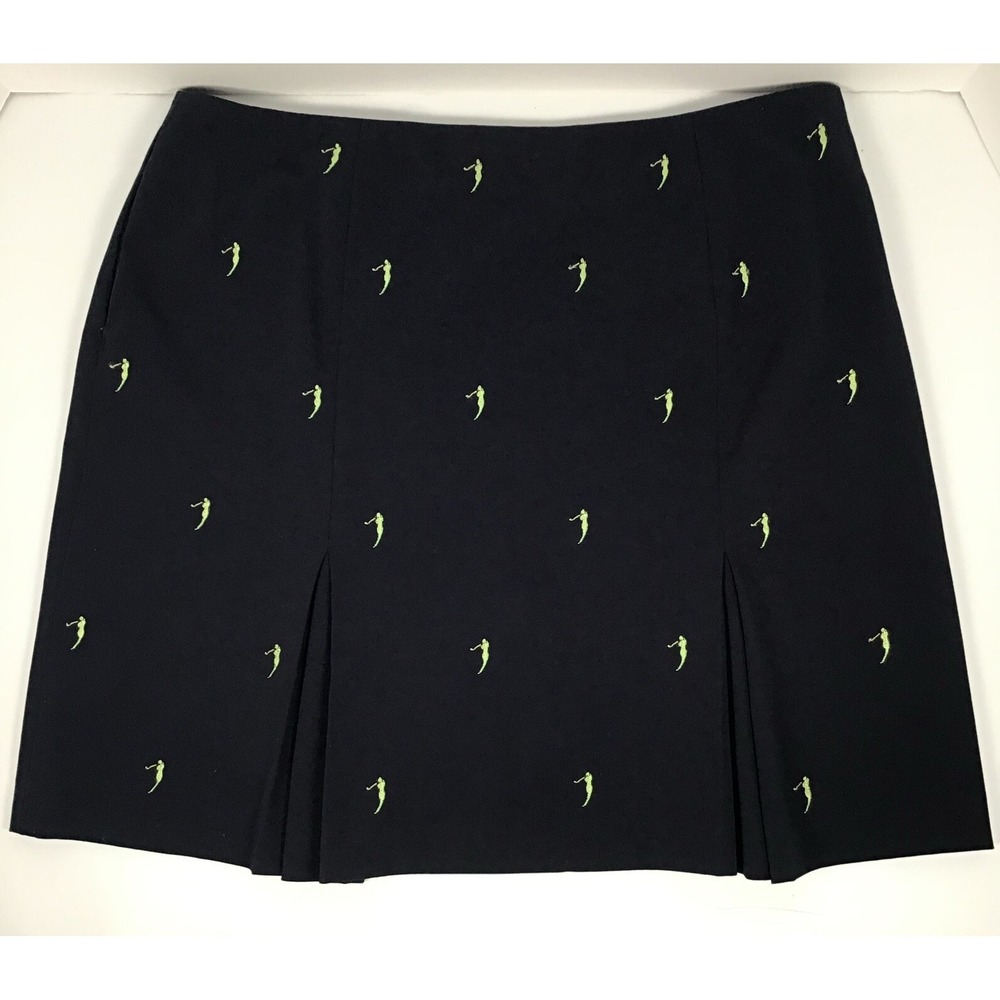 EP Pro Golf Skort Women's Size 12 Pleated Navy Blue Lime Green Golfer Silhouette